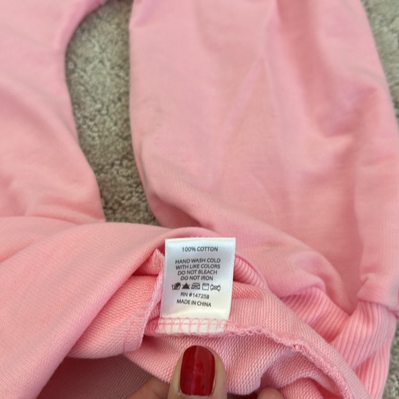 Simply southern “Smile” graphic long sleeve appliqué pink Stoney clover tee - Picture 5 of 7